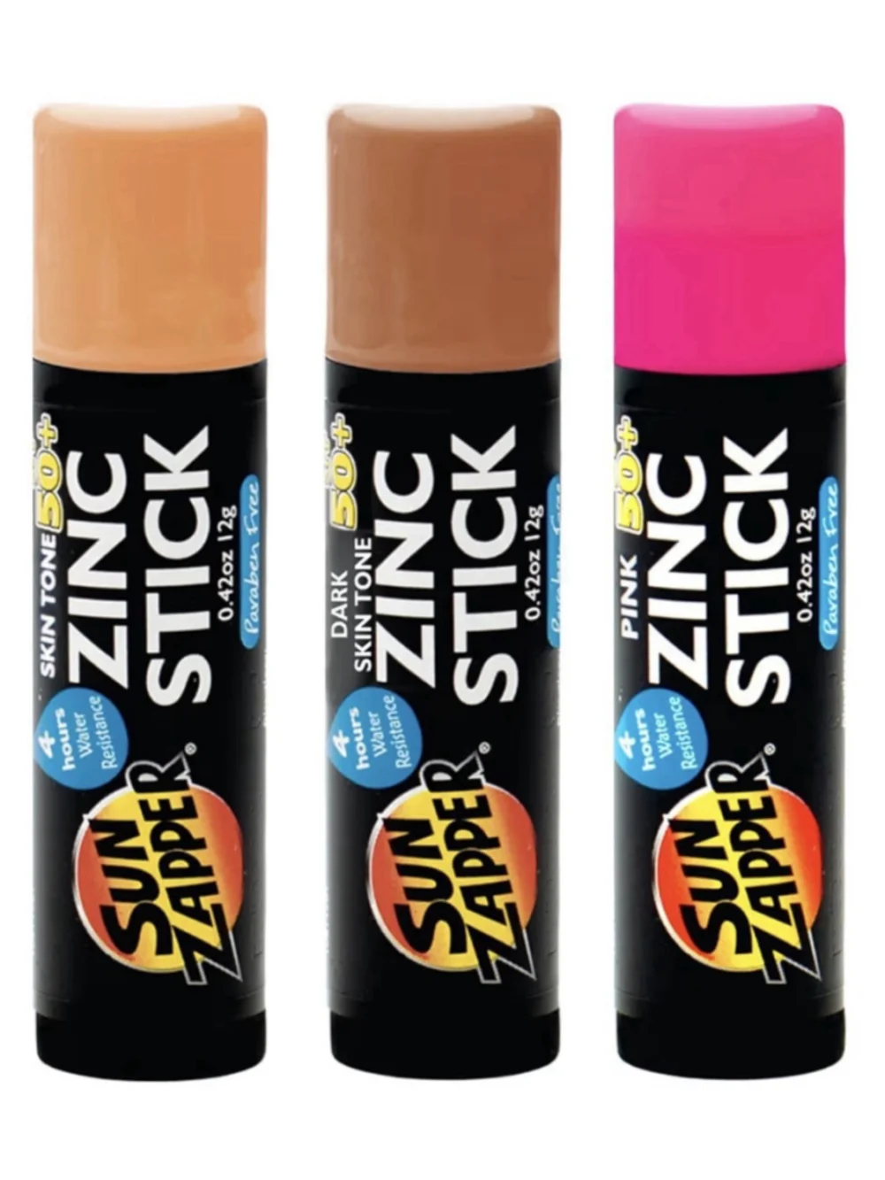 Sun Zapper Zinc Stick SPF 50+ Tinted Sunscreen 3 Pack Light Pink Contour